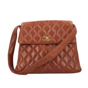 Chanel Matelasse CC Coco Mark Shoulder Bag Brown Lambskin